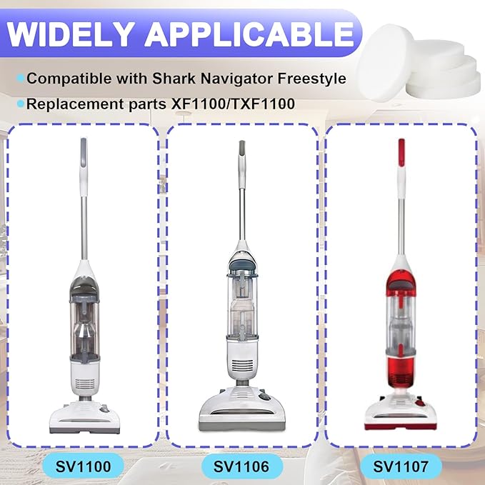12 Pcs Filter Replacement Compatible with Shark Navigator Freestyle SV1107, SV1100, SV1112, SV1106 Vacuums Cleaner, Replacement Part XF1100T XF1100