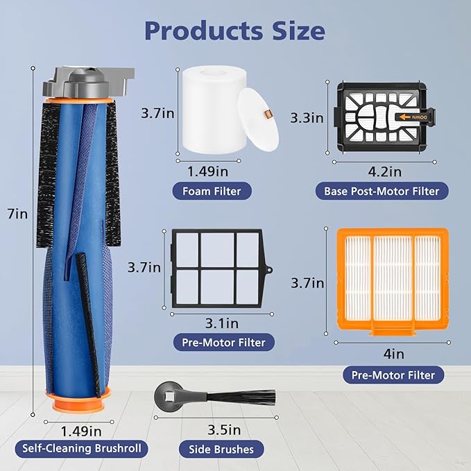 Replacement Parts for Shark AI AV2501AE AV2501S AV2511AE RV2502AE RV2520AOUS AV2510AOUS RV2610WA RV2610W Kits with Main Brush, Filters, Foam Filters, Pre-Filter, Side Brushes