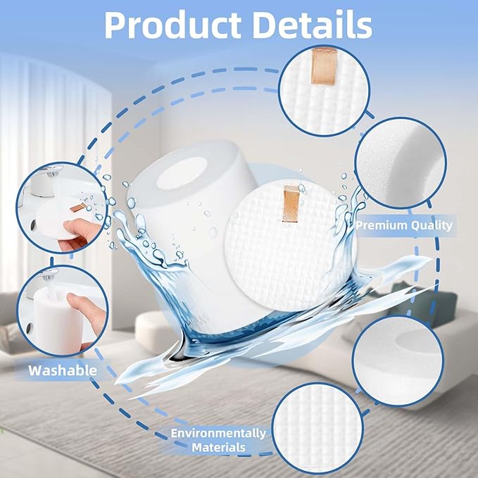 AirClean 4 Pack 3.7" High Replacement Base Pre-Motor Foam Filters Compatible with Shark IQ Robot Vacuum R101AE RV1001AE UR1005AE Self-Empty Base