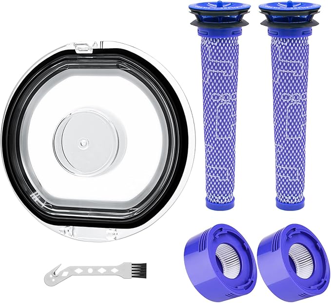 ilovelife Dust Bin Lid & 2 Post & 2 Pre Filters Replacements for Dyson V7 V8 Animal Absolute Motorhead Cordless Stick Vacuum Cleaner,V7 V8 Accessories Replacement Parts