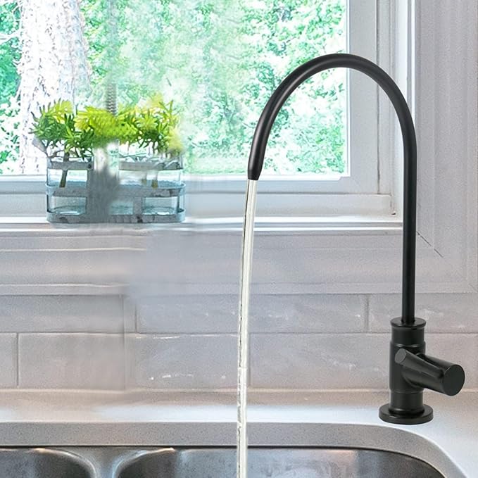 Drinking Water Faucet Matte Black, Wellup Reverse Osmosis for Non Air Gap RO Filtration System, Leadless Stainless Steel Kitchen Filter RO for Kitchen Bar Sink