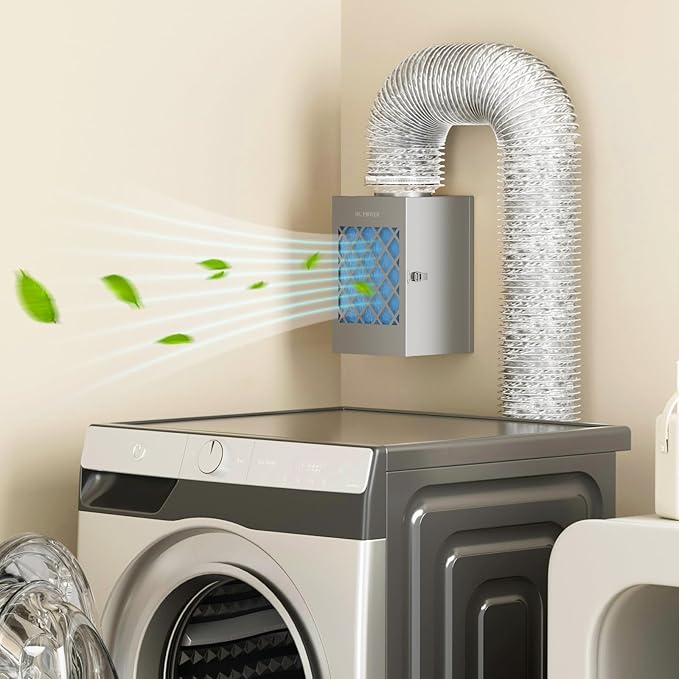 Metal Dryer Vent Box, HG Power Indoor Dryer Vent, Safety Vent Flap, Dryer Lint Trap, Indoor Dryer Vent Kit for Electric Dryer, Space Saver Dryer Vent Kit with Polyester Filters, Dryer Vent Hose
