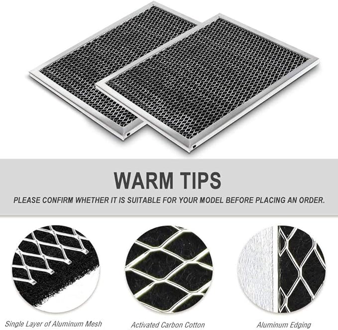 Cenipar 97007696 Range Hood Filter Charcoal Odour Filter for Range vent hood (8 3/4" X 10 1/2" X 3/8")-3 Pack