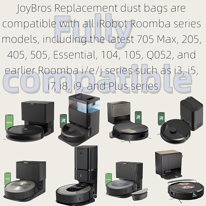 Replacement Dust Bags for iRobot Roomba All Series 104 2in1 105 106 Vac,Plus 405, 505 Combo, Essential 2 Q052, Max 705 Vac Disposable Vacuum Bag Accessories Parts 12-Pack