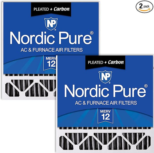 Nordic Pure 20x20x5 (19_5/8 x 19_7/8 x 4_3/8) Honeywell Replacement Furnace Filters MERV 12 Plus Carbon 2 Pack