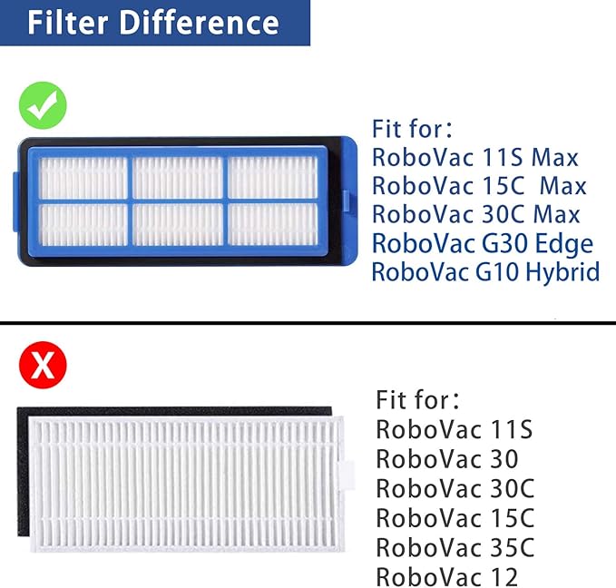 Replacement Part for Eufy RoboVac 11S Max RoboVac 15C Max RoboVac 30C Max RoboVac G30 Edge G10 Hybrid Robot Vacuum Cleaner Accessories Kit, Including 1 Main brush, 8 Side brushes, 4 Filters