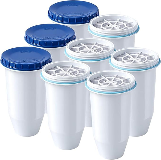 0 TDS Water Filter Replacement for Zero Pitcher & Dispenser | Upgraded 6-Stage Filtration | Removes 99.9% of Lead, Chromium, PFOA/PFOS | Compatible with ZR-001, ZR-004, ZR-017 | 8-Pack