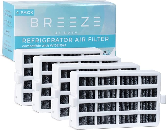 Breeze by MAYA W10311524 Refrigerator Air Filter Replacement for Whirlpool, AIR1, Maytag, Kitchenaid and Jenn-Air, FreshFlow Air Filter (4 Pack)