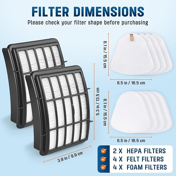 4+2 Pack Filters for Shark Vacuum Navigator Lift Away Filter Replacement Models NV350 NV351 NV352 NV355 NV356E NV360 UV440 UV540 CU500 XFF350 XHF350