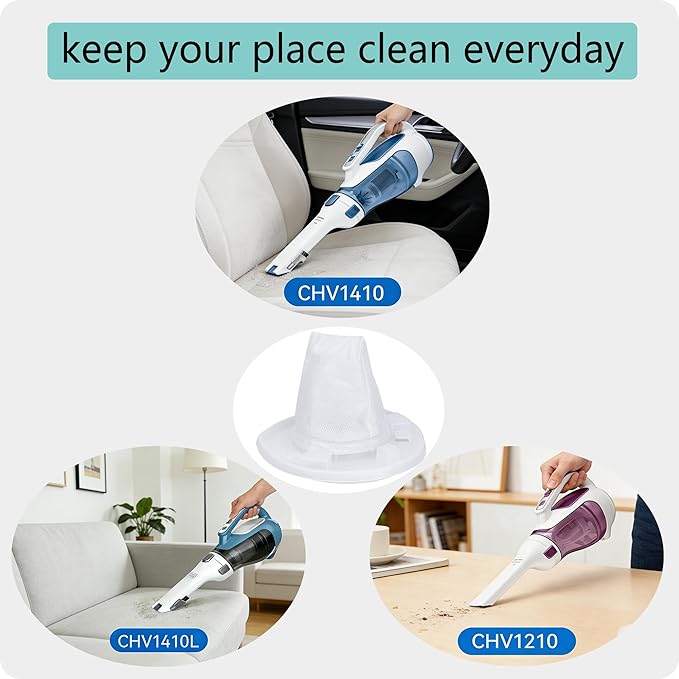 VF110 Filter Replacement for Black and Decker Handheld Vacuum, Compatible with CHV1410L CHV1210 Dustbuster, Washable Reusable Filters（10 Pack VF110 Filters+3 Brushs）