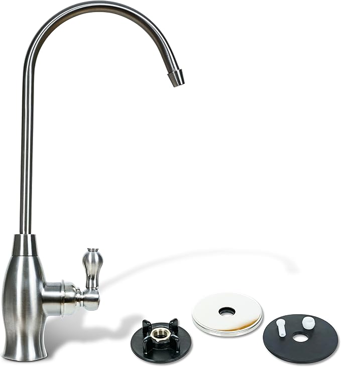 Aquaboon Reverse Osmosis Water Filter - Non-Air Gap Dispenser - Brushed Nickel/Stainless Steel Faucet for Kitchen Sink