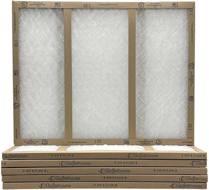 18x24x1 Glasfloss Fiberglass Air Filter, Double Strut, GDS Series, Made in USA, Actual Size: 17 5/8 x 23 5/8 x 3/4 (Box of 6)