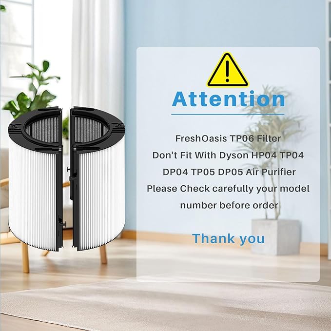 360° Combi Glass Hepa + Carbon Air Purifier Filter Compatible with Dyson TP06 HP06 PH02 PH01 PH03 PH04 HP09 TP09 HP07 TP07 TP10 HP10, TP06 H13 True HEPA Replacement Filter