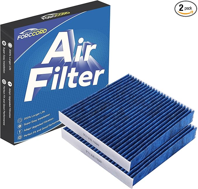2 PACK HEPA Cabin Air Filter Fits for Hyundai Elantra, Ioniq 5, Santa Fe, Sonata, Tucson & Kia K5 Activated Carbon Cabin Filter Replacement 97133L1000 Car Accessories
