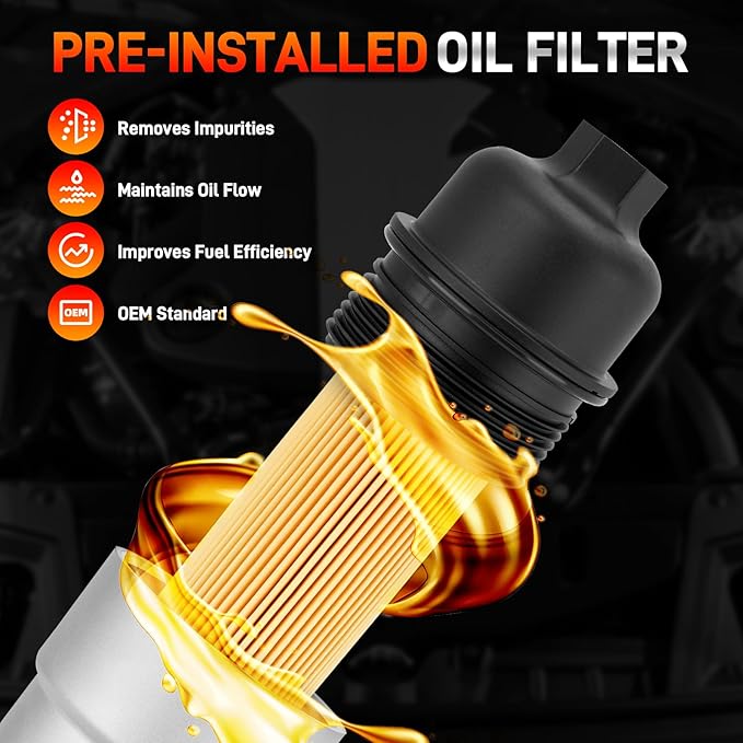 Upgrade Aluminum Engine Oil Filter Housing with Oil Cooler & Gaskets Compatible with 2016-2022 BMW 230i 330e 330i 430i 530e 530i 740e X3 X4 B46 B48 L4 2.0L Turbo Engine Replace# 11428596283