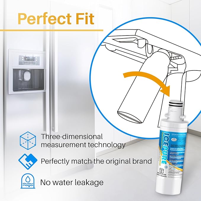 ICEPURE ADQ747935 Refrigerator Water Filter and Air Filter Replacement for LG ® LT1000P®,MDJ64844601, Kenmore Elite 9980, ADQ74793501 LT1000PC ® ADQ74793502, LMXS28626S, LFXS26973S, LT120F®, 3PACK