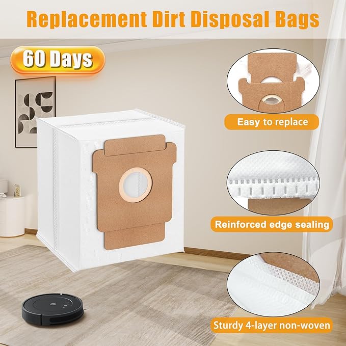 23 Pack Replacement Parts Compatible with iRobot Roomba Vacuum 2 Q0520 Essential Robot Vacuum, Accessory Kit with 2 Roller Brushes, 6 Filters, 6 Dust Bags, 8 Side Brushes, 1 Cleaning Tool