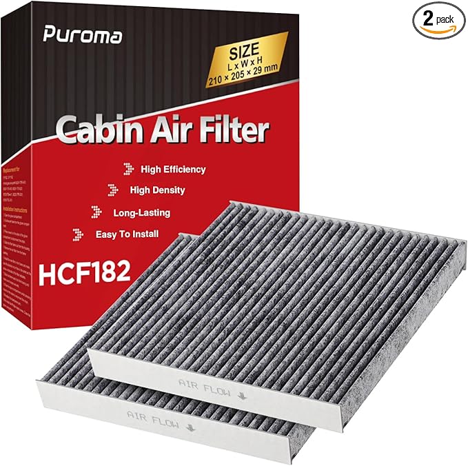 Puroma 2 Pack Cabin Air Filter with Activated Charcoal Layer Replacement for CP182, CF11182, Honda Civic, Clarity, CR-V, CR-Z, HR-V, Fit, Insight, Odyssey, Acura MDX, RDX, TLX, INTEGRA