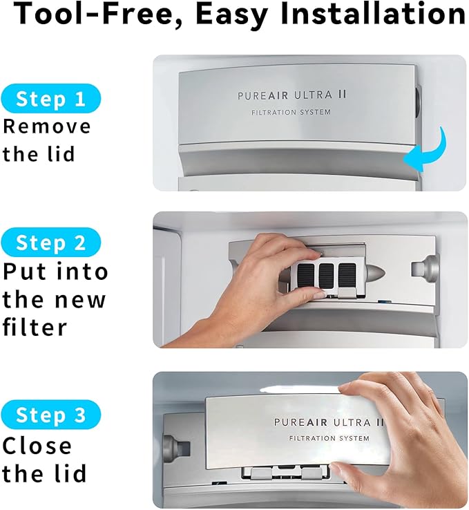 2 Pack Paultra2 Refrigerator Air Filter Replacement, Strong Adsorption Air Filter Compatible with Frigidaire PureAir Ultra 2, Pure Air Ultra II and Electrolux - Part 242047805, 5303918847