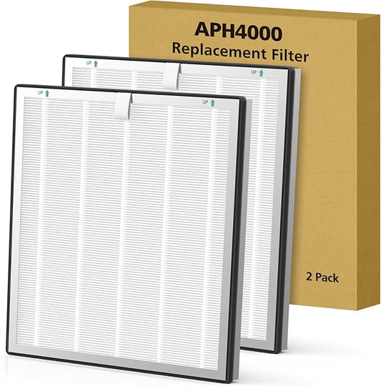 APH4000 Replacement Filter Compatible with KNKA APH4000 Air Purifi-er, 3-IN-1 H13 True HEPA Filter and Activated Carbon Filter for Dust Pollen Pet Dander Odor Smoke, 2 Pack