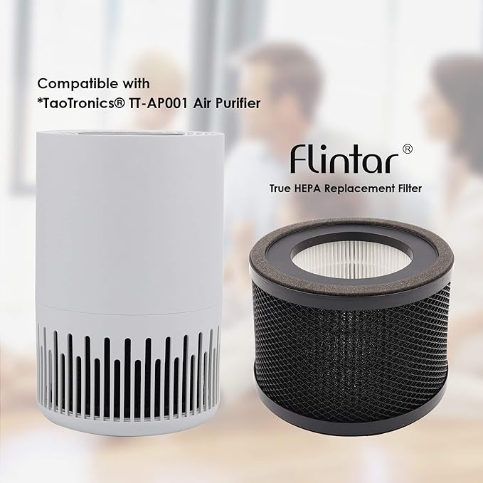 Flintar TT-AP001 Replacement Filter, Compatible with TaoTronics TT-AP001 Air Purifier and VAVA VA-EE014 Air Purifier, 3-in-1 H13 Grade Filtration and Activated Carbon Filter Set, 2-Pack