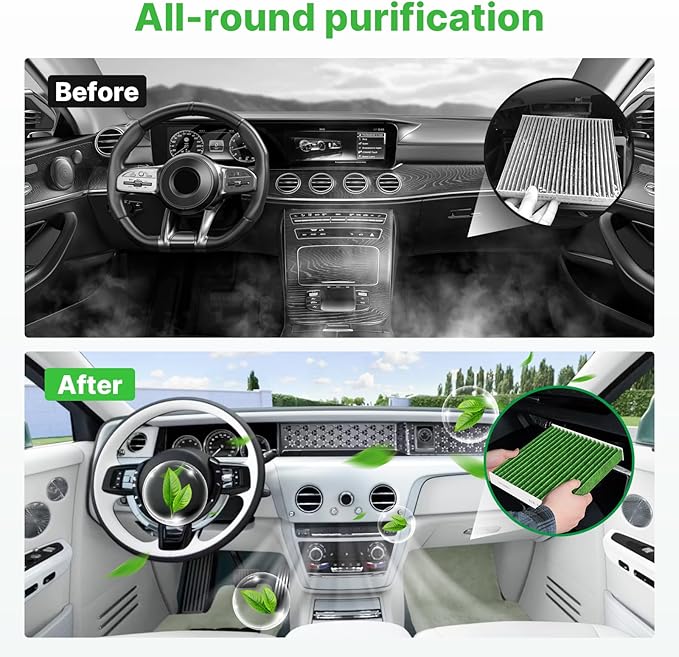 Engine+Cabin Air Filters Kit Fit for 2006-2012 Rav4, 2007-2011 Camry, 2009-2011 Corolla, 2005-2011 Avalon, 2009-2011 Matrix 2.4L Air Filter Automotive Accessories Replacement CA10169 CF10285