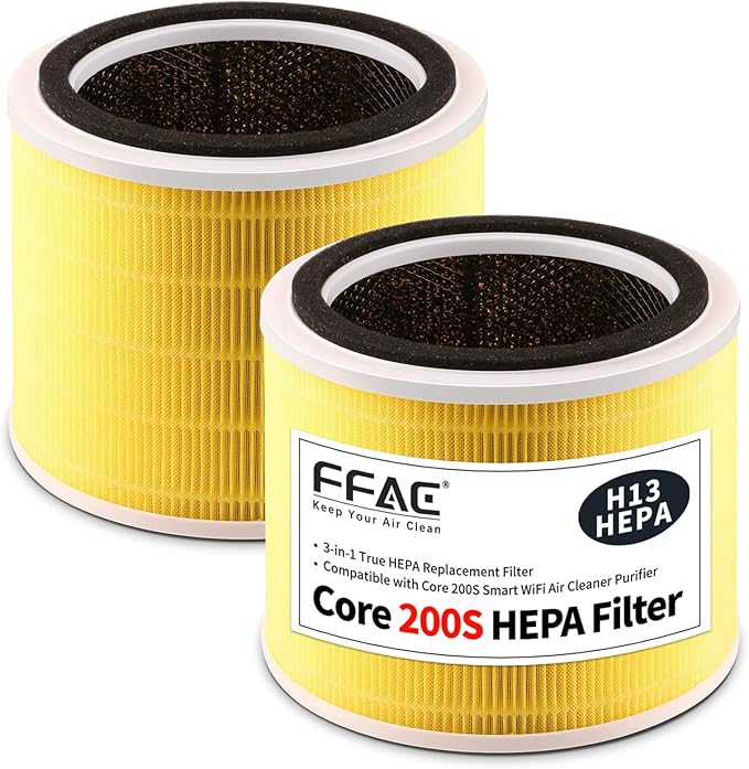 Core 200S Replacement Filter for LEVOIT Core 200S Core 200S-P Smart WiFi Air Purifier, 3 Stages Ture HEPA Filter Compare Part# Core 200S-RF, 2 Pack