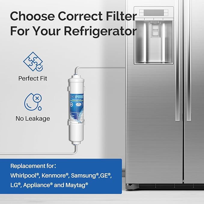 ICEPURE Inline Water Filter for Refrigerator and Ice Maker with 1/4-Inch Direct Connect Fittings, NSF Certified Drinking Water Filtration System for RV, RO System, Reduces Chlorine, Taste&Odor, 1PACK