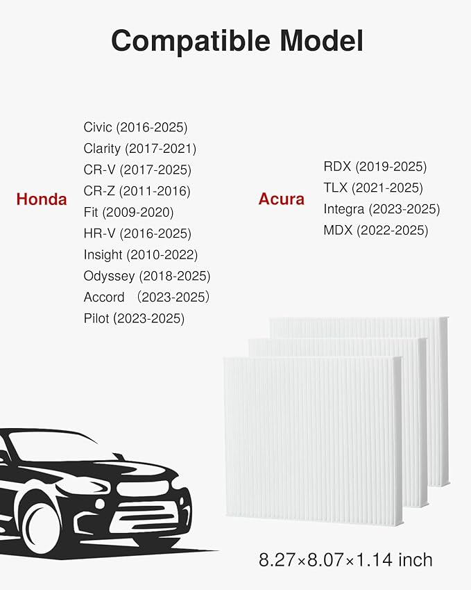 Puroma Cabin Air Filter Replacement for CP182, CF11182, Honda Civic, Clarity, CR-V, CR-Z, HR-V, Fit, Insight, Odyssey, Acura MDX, RDX, TLX, INTEGRA