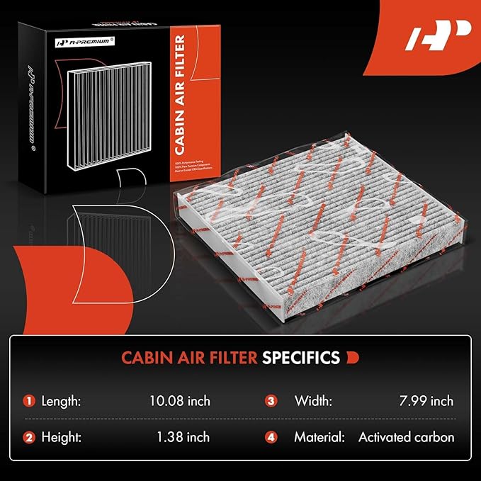 A-Premium Cabin Air Filter with Activated Carbon Compatible with Ford Escape 2013-2019, Focus 2012-2018, Transit Connect 2014-2022, C-Max 2013-2018, GT 2017-2022 & Lincoln MKC 2015-2019