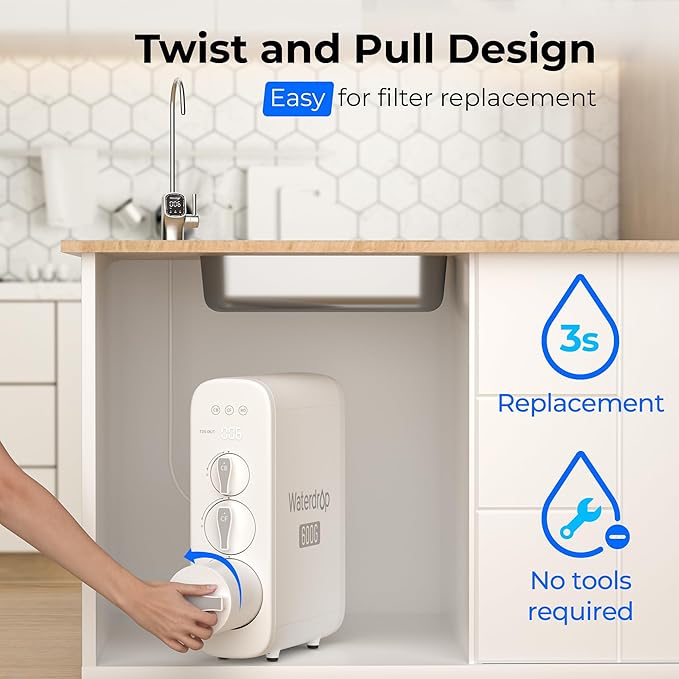 Waterdrop G3P600-RO Filter, Replacement for Waterdrop G3P600 Undersink Reverse Osmosis System, 2-year Lifetime