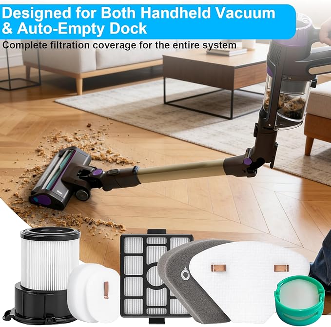 IP3251 IP3253 Filter for Shark PowerDetect Clean & Empty Cordless Stick Vacuum with Auto-Empty System, Complete Shark Filter Replacement compatible with IP3150, IP3251, IP3253, IP3124, IP3256, IP3251C