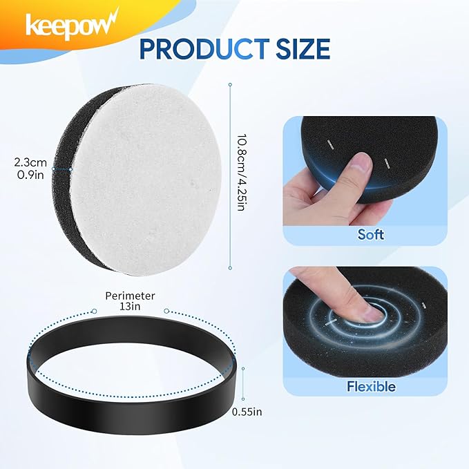 KEEPOW Vacuum Belts and Filters for Eureka Airspeed Compact Bagless Upright Vacuum Cleaner NEU100, NEU10AE4, NEU10AE5, NEU10AE2, NEU102 Series, Part #E0106 & E0105, 3 Pack