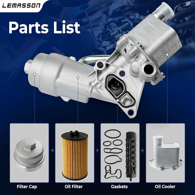 Upgrade Aluminum Engine Oil Cooler Filter Housing Assembly Adapter with Insert, Gasket, Cap Compatible with 2011-2021 Chevy Cruze Sonic Trax, Buick Encore 1.4L Turbo Replace 918-428 55566784 55565388