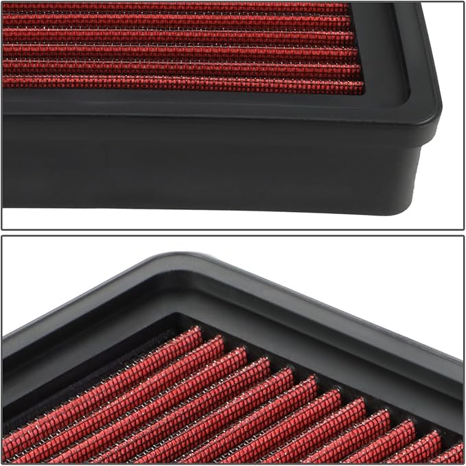 DNA Motoring AFPN-064-RD Washable Drop In Panel Air Filter Enhanced Engine Performance [Compatible with 93-97 Colt 1.5L/1.8L & 93-96 Mirage/Summit 1.5L/1.8L]