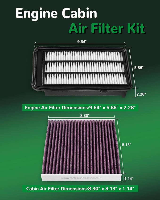 Engine Cabin Air Filter for CRV 2017-2022 1.5L Gas,Civic 2016-2021 1.5L Gas,Replace 17220-5AA-A00, 80292-TF0-G01(Not for 2.0L/2.4L/Hybrid)