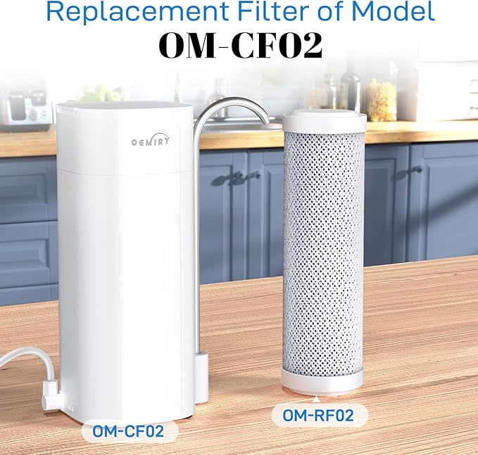 Certified Replacement Filter for OM-CF02 / OM-CF04 Countertop Water Filter, Lasts Up to 9 Months, 1 Pack