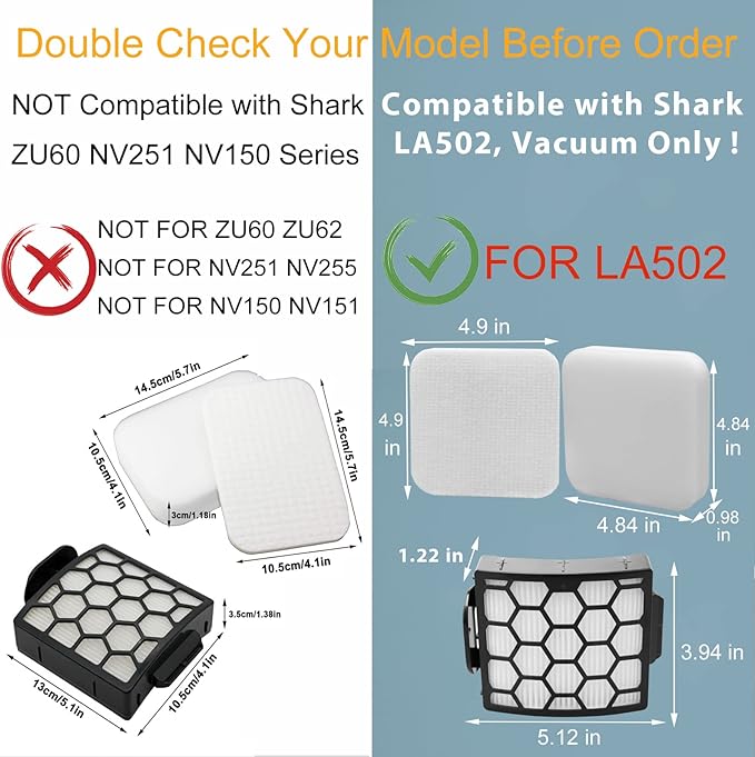 Colorfullife Filter Replacement for Shark Rotator Lift-Away LA300 LA301 LA322 LA351 LA500 LA502 LA555 LA360 LA362 LA401 LA455 LA702 ADV DuoClean PowerFins Upright Vacuum Cleaner, Part XFFK320 & XHF320