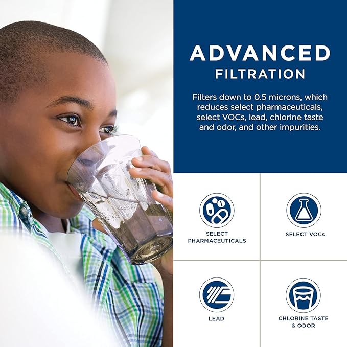 GE Icemaker & Refrigerator System, Exterior Connection, Ice for Beverages, Reduce Chlorine Taste & Odor for Better Water, Replace Every 6 Months, GXRLQK