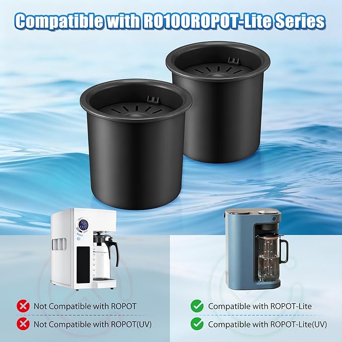 2 Pack Remineralization Filters Compatible with Bluevua RO100ROPOT-LITE, One-Year Alkaline Mineral Replacement Set for Reverse Osmosis Systems, Restores Minerals and Raises pH Level