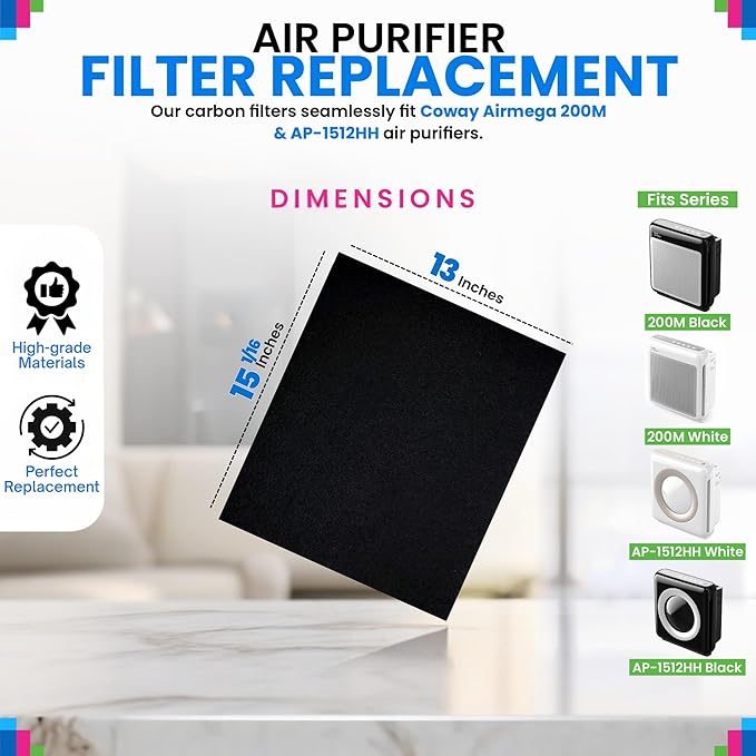 Bagean Airmega AP-1512HH Carbon Pre Filter - Compatible with Coway Air Purifier AP 1512HH and 200M - Fits Coway Filter Replacement - Activated Carbon Filters Absorb Odor & Freshen the Air (3-Pack)