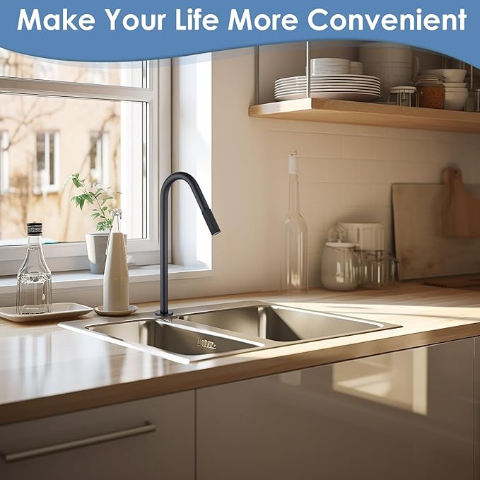 Filtered Water Faucet for Kitchen Sink, Matte Black RO Drinking Water Faucet, Pure Water Filter Tap for Reverse Osmosis Filtration System, Stainless Steel, Matte Black