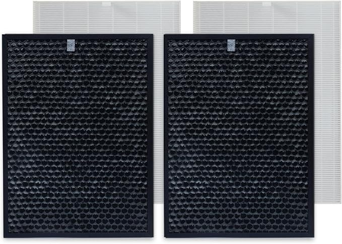 PUREBURG Replacement Filter Compatible with Winix XQ & XQ Pro Tower Air Purifier, Filter X, 2 x H13 HEPA & 2 x Activated Carbon Filters Air Clean Dust VOCs Odor