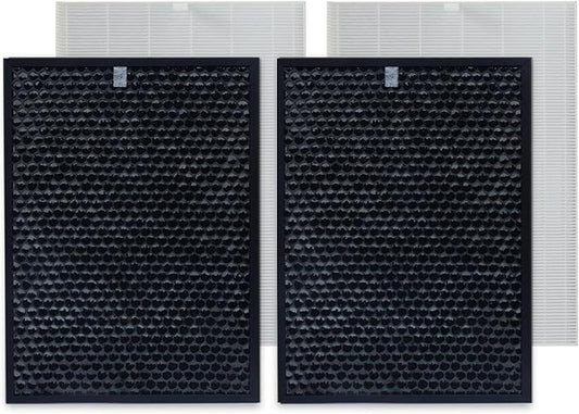 PUREBURG Replacement Filter Compatible with Winix XQ & XQ Pro Tower Air Purifier, Filter X, 2 x H13 HEPA & 2 x Activated Carbon Filters Air Clean Dust VOCs Odor