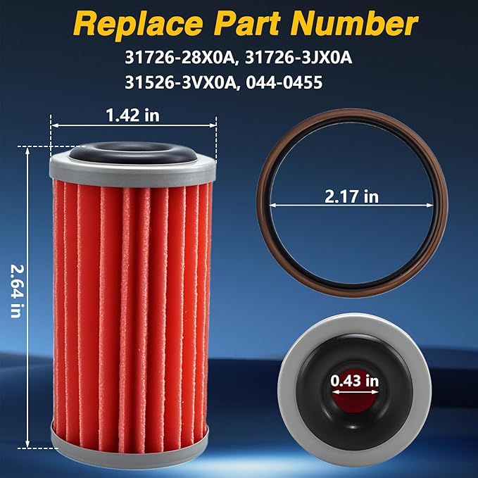 Transmission Oil Filter with Gasket Compatible with Nissan Altima Murano Sentra Pathfinder Rogue Infiniti QX60 Replace #: 31726-28X0A, 31526-3VX0A