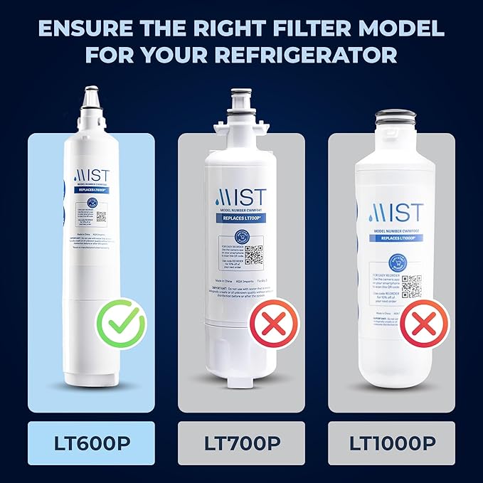 Mist 5231JA2006A Refrigerator Water Filter Replacement for LG LT600P, 5231JA2006B, Kenmore 9990, Fridge LFX25960ST – NSF 42 Certified – 2 Pack
