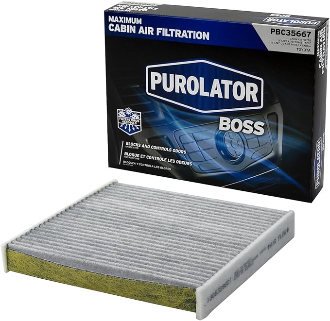 Purolator PBC35667 PurolatorBOSS Automotive Cabin Air Filter with Activated Carbon, Car & Truck Passenger Compartment OEM Filter Replacement for Toyota RAV4, Camry, Corolla and more