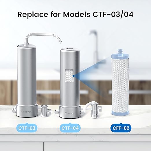 Waterdrop WD-CFF-02 Alkaline Replacement Filter, Replacement for WD-CTF-03/WD-CTF-04, Up PH 1.5 to 2.5, Multi-Stage Water Filter, Reduces Heavy Metals, Bad Taste and Up to 99% of Chlorine,1Pack