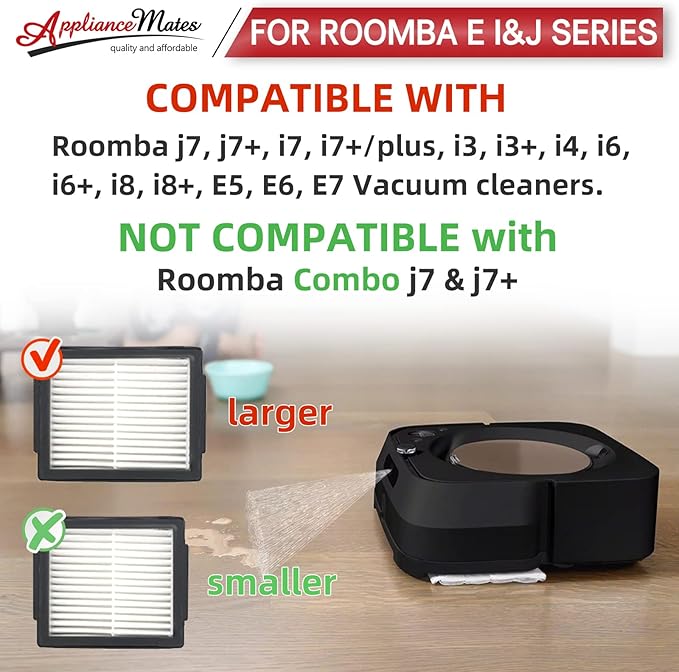 High Efficicency Filters Replacement for iRobot Roomba E, I and J Series i7 i7+/plus i3 i3+ E5 E6 E7 i4 i6 i6+ i8 i8+ Vacuum Cleaners Parts, 9 Pack 4639161 Filters + 1 Cleaning Brush