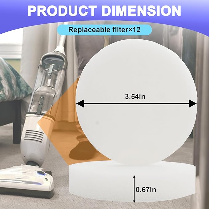 12 Pcs Filter Replacement Compatible with Shark Navigator Freestyle SV1107, SV1100, SV1112, SV1106 Vacuums Cleaner, Replacement Part XF1100T XF1100